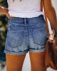Women's Ripped Denim Shorts Mid Rise Distressed Jean Shorts