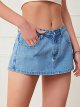Women's Low Rise Zipper Denim Shorts Mini Denim Culottes with Pockets
