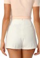 Women's Casual Mid Waist Zip Back Split Front Summer Solid Wrap Shorts