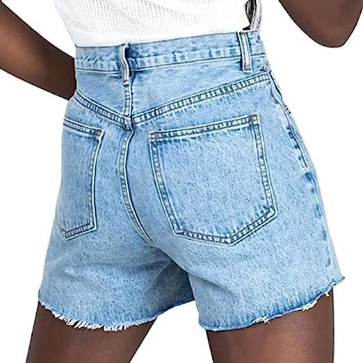 Women's cross over denim shorts High waisted stretch denim shorts
