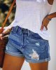 Women's Ripped Denim Shorts Mid Rise Distressed Jean Shorts