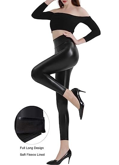 Faux leather leggings Women's tight waist high waisted elastic shiny leather pants