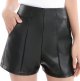 Womens High Waisted Faux Leather Shorts with Pockets Wide Leg Shorts