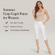 Ladies Cropped Wear Stretch High Waisted Navel Work Leggings with Pockets