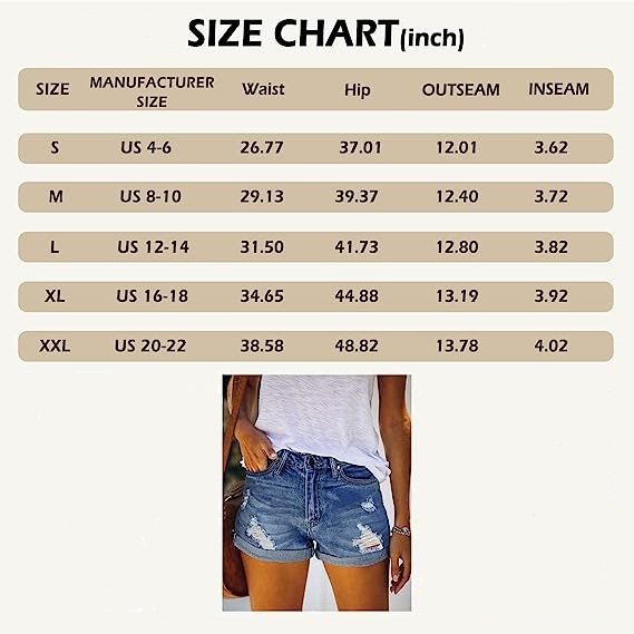 Women's Ripped Denim Shorts Mid Rise Distressed Jean Shorts