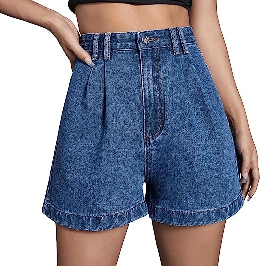 Women's High Waist Straight Shorts Casual Loose Denim Shorts