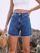 Women's high waisted denim shorts, straight tube raw edge denim shorts