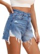 Women's High Waist Jeans Shorts Frayed Raw Hem Ripped Denim Shorts
