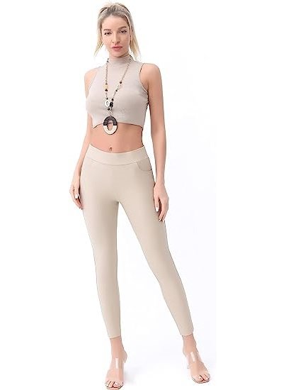 Women's elastic tight fitting formal pants in Mickey color