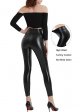 Faux leather leggings Women's tight waist high waisted elastic shiny leather pants