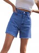 Women's high waisted denim shorts, straight tube raw edge denim shorts