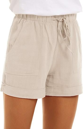 Women's Casual Cotton Shorts Drawstring Comfortable Elastic Waist Shorts