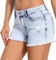Women's Denim Shorts Low Waist Frayed Raw Hem Ripped Denim Shorts