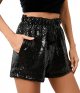 Women's Summer Sequin Shorts High Waist Casual Loose A-Line Hot Pants